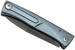 LionSteel Thrill TL-D-BL Damascus, Blue Titanium Integral Slipjoint Pocket Knife -Cheap Nippon Knife Store LI TL D BL 05 lionsteel